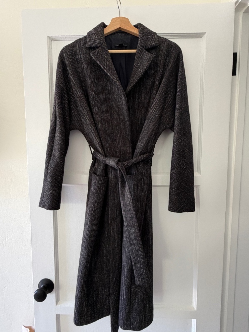 COS Herringbone Charcoal Coat
